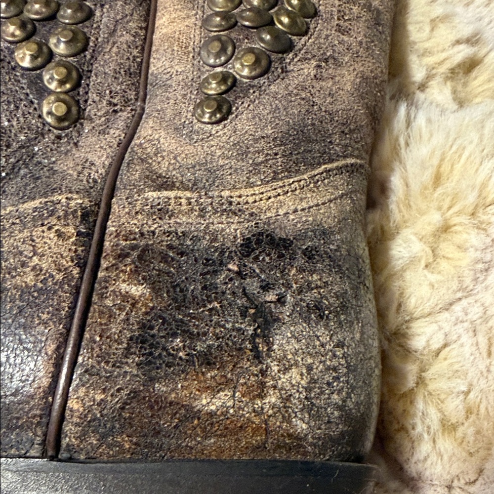 Frye Brown Leather Studded Western Boot - Picture 8 of 9